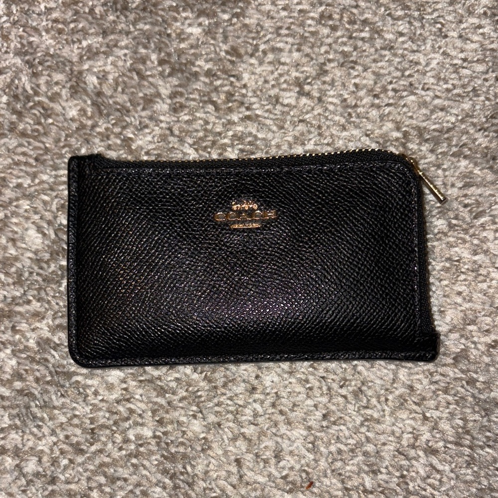 Coach Black Textured Leather Key Holder